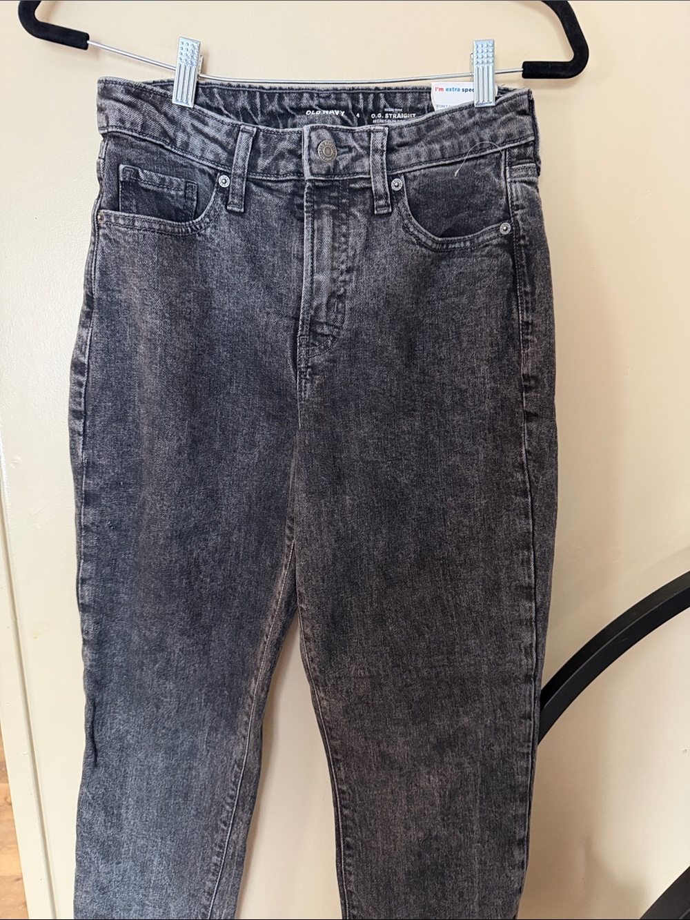 Old Navy Men's Charcoal Acid-Wash Slim Straight Jeans